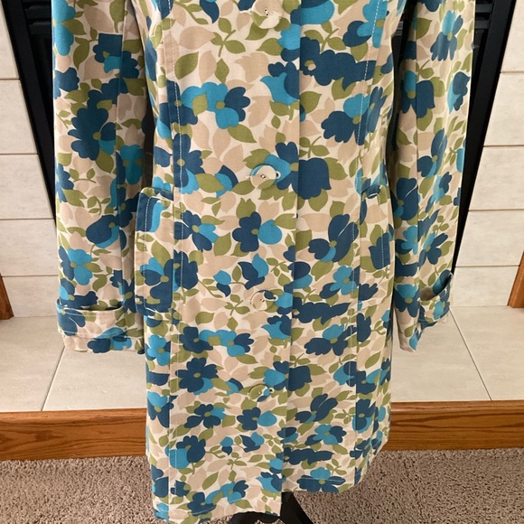 Vintage Y2K Old Navy Retro 60’s Style Floral Print Trench Coat, Women’s Sz S - Picture 3 of 11
